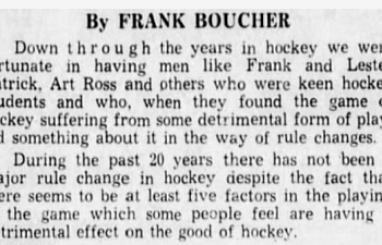 When Frank Boucher tried to "fix" hockey