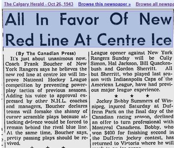 What years did the 2 line pass rule exist from? | HFBoards - NHL ...