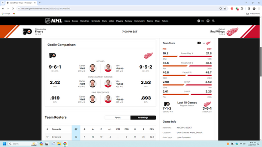 GDT: - Game 33: Red Wings vs flyers 7:00 pm et 12/22/23 (ESPN+, BSD