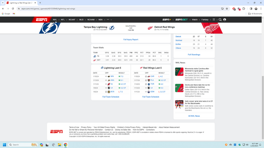 GDT: - Game 46: Red Wings vs lightning 7:00 pm et 1/21/24 (ESPN+, BSD